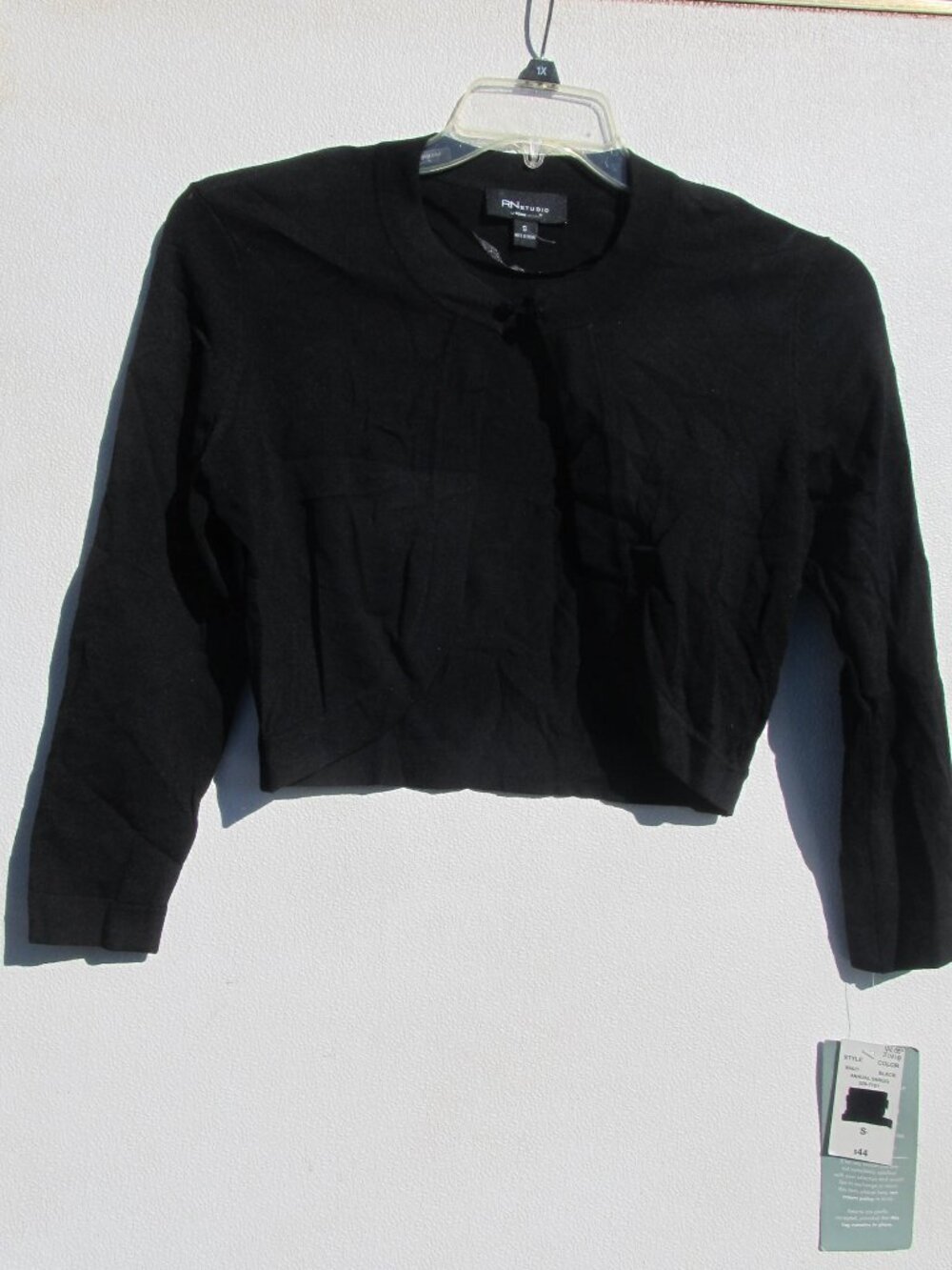 RN Studio Ladies Black long sleeve shrug size Small NWT retails $44